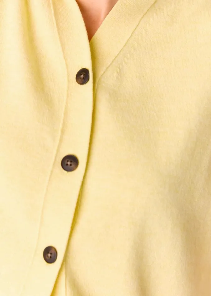 Women Knitwear and Cashmere Whistles Yellow Wool V Neck Button Front Tank