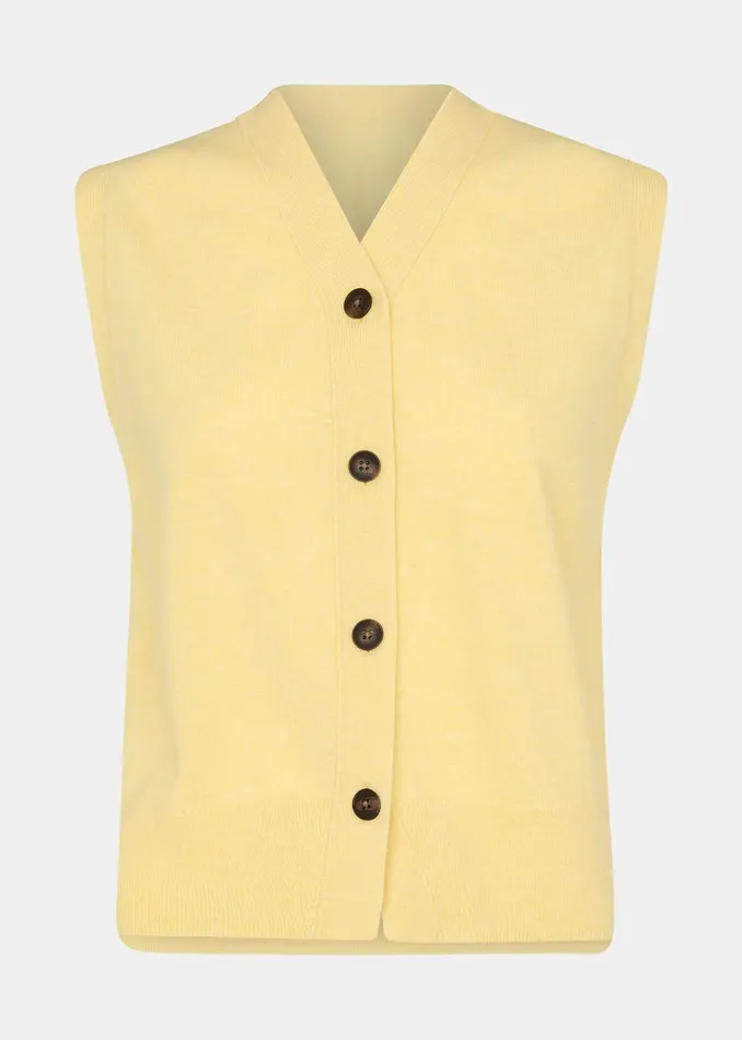 Women Knitwear and Cashmere Whistles Yellow Wool V Neck Button Front Tank