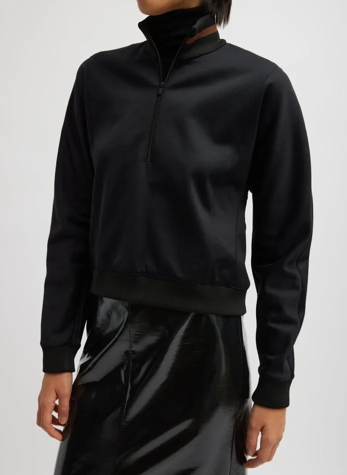 Women Knitwear and Sweatshirts Tibi Active Knit Cropped Sweatshirt Black
