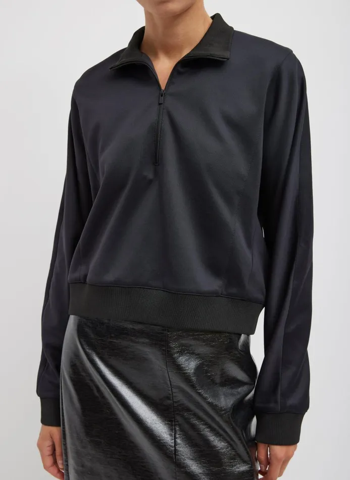 Women Knitwear and Sweatshirts Tibi Active Knit Cropped Sweatshirt Black
