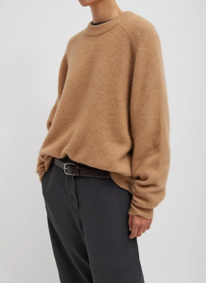 Women Knitwear and Sweatshirts Tibi Camel Hair Knit Crewneck Oversized Pullover Camel