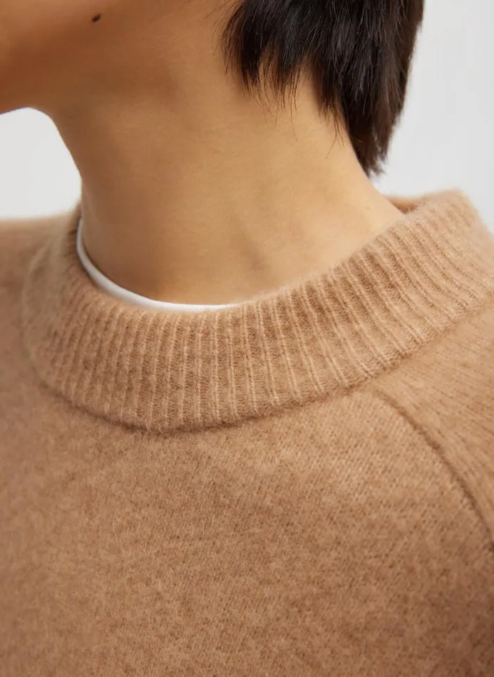 Women Knitwear and Sweatshirts Tibi Camel Hair Knit Crewneck Oversized Pullover Camel