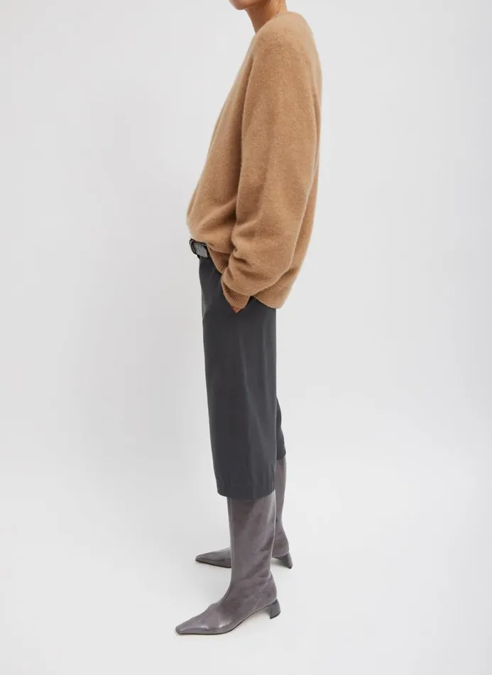 Women Knitwear and Sweatshirts Tibi Camel Hair Knit Crewneck Oversized Pullover Camel