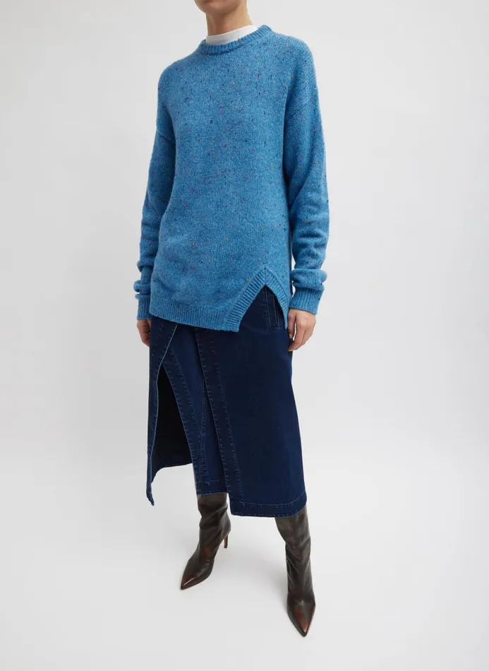 Women Knitwear and Sweatshirts Tibi Confetti Crewneck Easy Pullover Blue Multi Women Knitwear and Sweatshirts Tibi Confetti Crewneck Easy Pullover Blue Multi