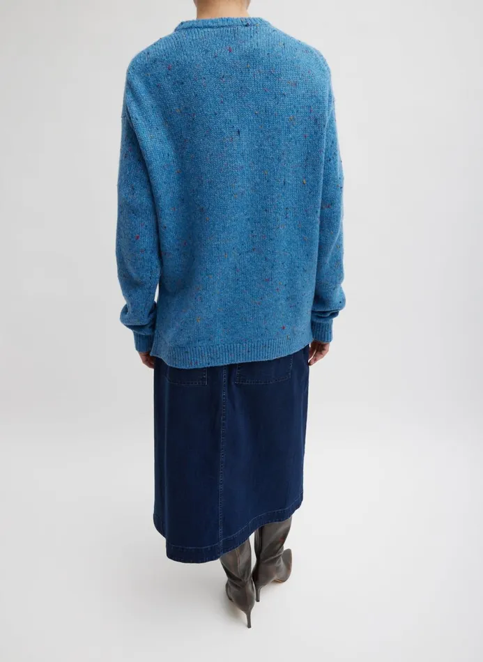 Women Knitwear and Sweatshirts Tibi Confetti Crewneck Easy Pullover Blue Multi