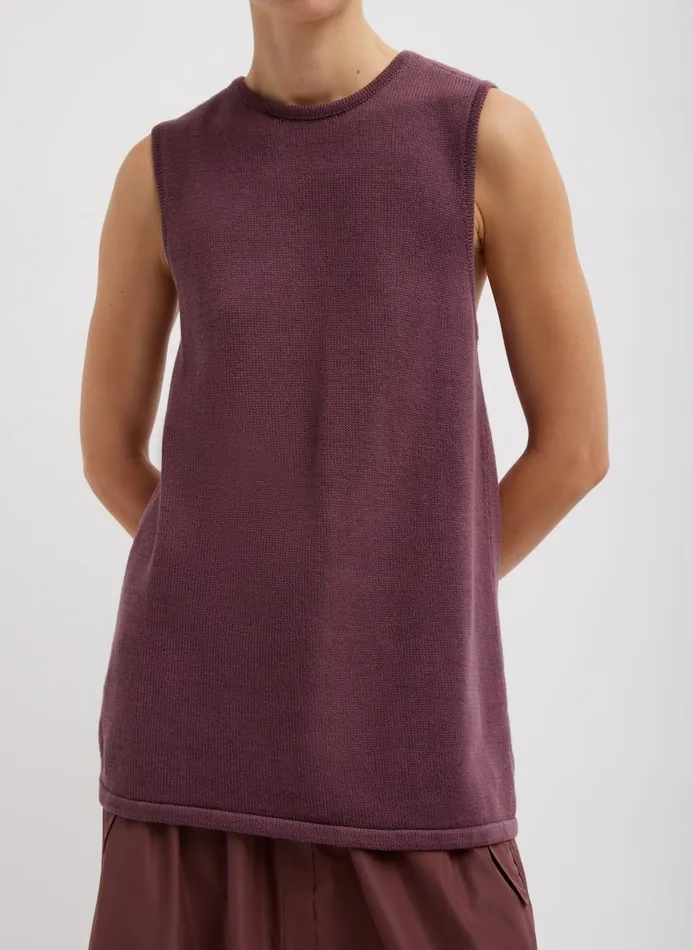 Women Knitwear and Sweatshirts Tibi Cotton Criss Cross Sleeveless Sweater Cinnamon