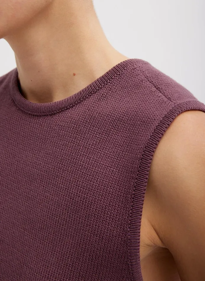 Women Knitwear and Sweatshirts Tibi Cotton Criss Cross Sleeveless Sweater Cinnamon