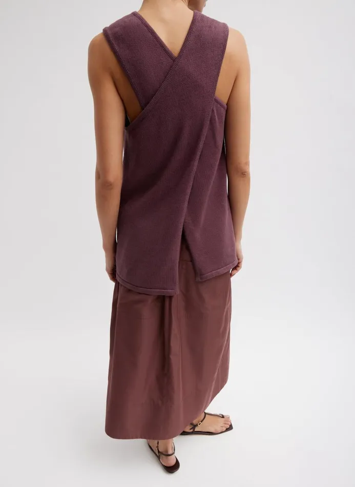 Women Knitwear and Sweatshirts Tibi Cotton Criss Cross Sleeveless Sweater Cinnamon