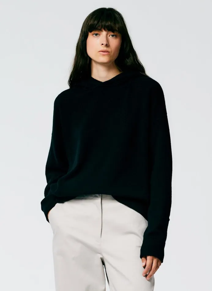 Women Knitwear and Sweatshirts Tibi Feather Weight Cashmere Easy Men039s Hoodie Black Women Knitwear and Sweatshirts Tibi Feather Weight Cashmere Easy Men039s Hoodie Black
