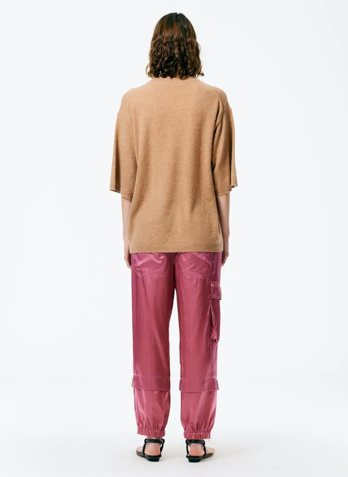 Women Knitwear and Sweatshirts Tibi Feather Weight Cashmere Oversized Easy TShirt Sand