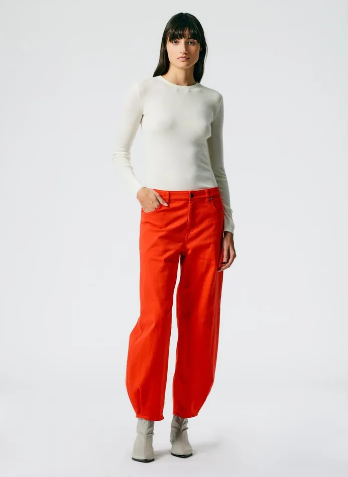 Women Knitwear and Sweatshirts Tibi Feather Weight Ribbed Crewneck Pullover Sweater Off White