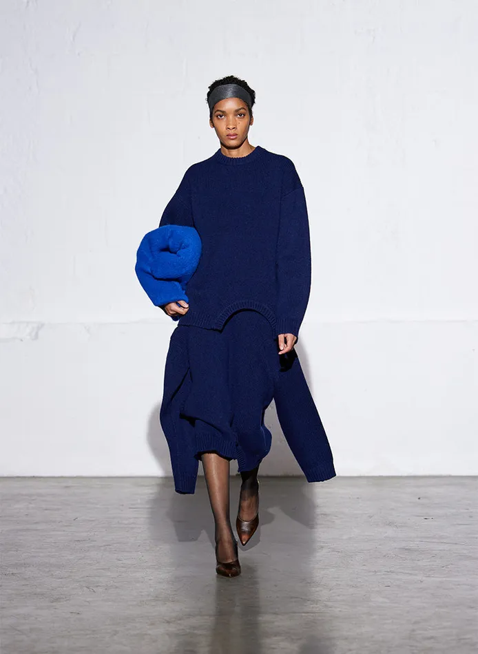 Women Knitwear and Sweatshirts Tibi Soft Lambswool Sweater With Cut Out Detail Navy