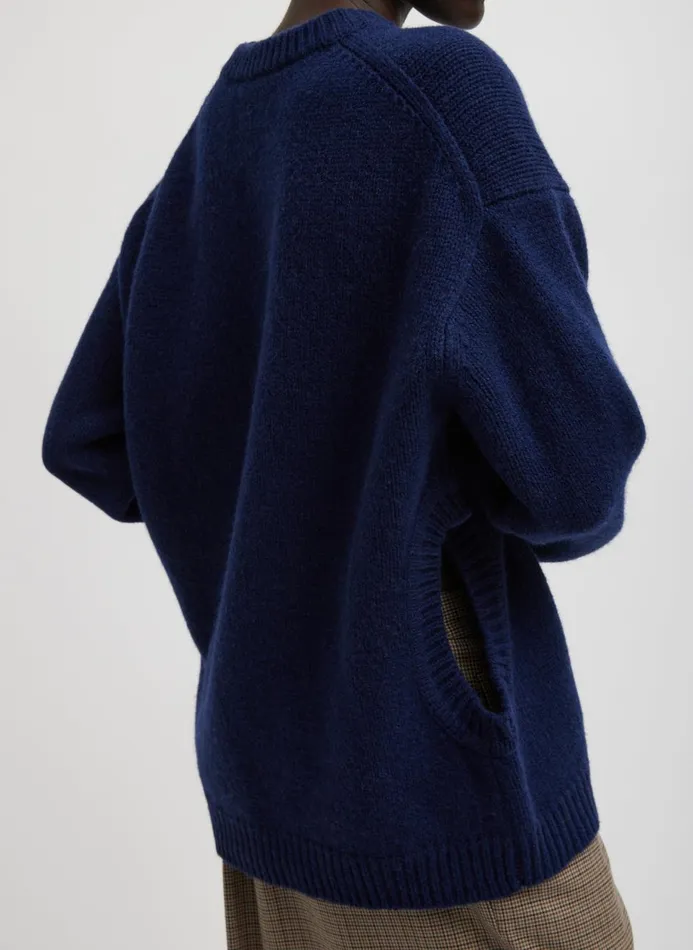 Women Knitwear and Sweatshirts Tibi Soft Lambswool Sweater With Cut Out Detail Navy