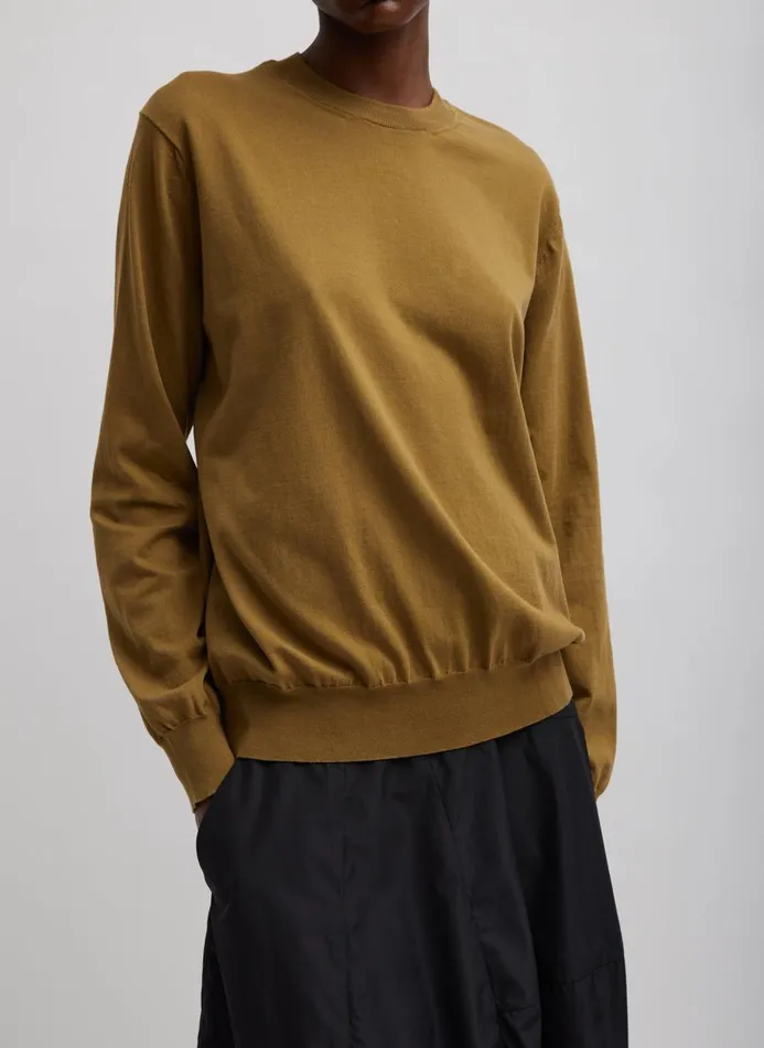 Women Knitwear and Sweatshirts Tibi Super Fine Gauge Perfect Men039s Pullover Dark Hazel Women Knitwear and Sweatshirts Tibi Super Fine Gauge Perfect Men039s Pullover Dark Hazel