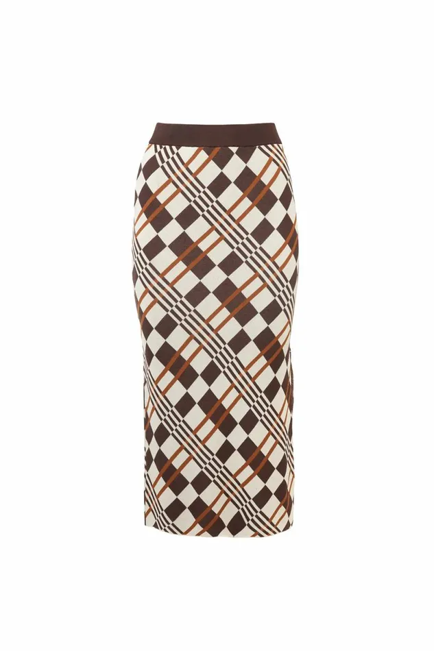 Women Knitwear DODO BAR OR Thea Skirt Dark Brown Combo