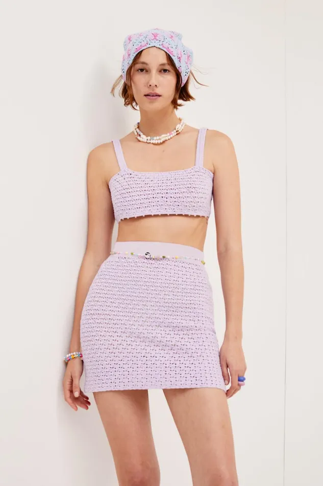 Women Knitwear For Love and Lemons Charlotte Mini Skirt Purple
