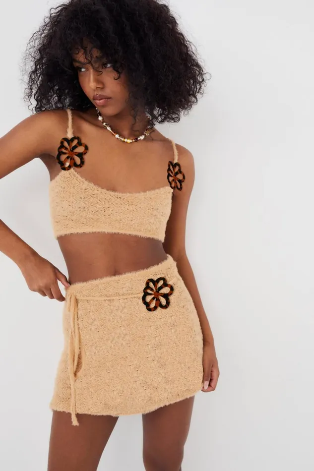 Women Knitwear For Love and Lemons Luisa Crop Top Beige Women Knitwear For Love and Lemons Luisa Crop Top Beige