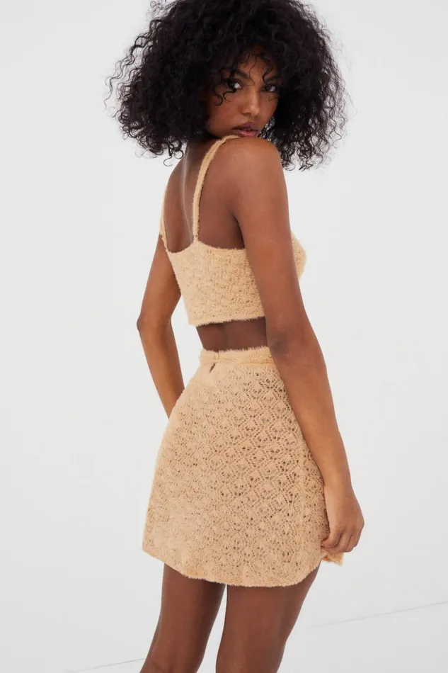 Women Knitwear For Love and Lemons Luisa Crop Top Beige Women Knitwear For Love and Lemons Luisa Crop Top Beige