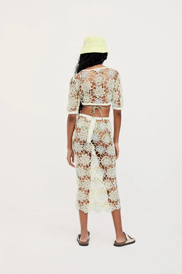 Women Knitwear For Love and Lemons Sofia Midi Skirt Light Blue Women Knitwear For Love and Lemons Sofia Midi Skirt Light Blue