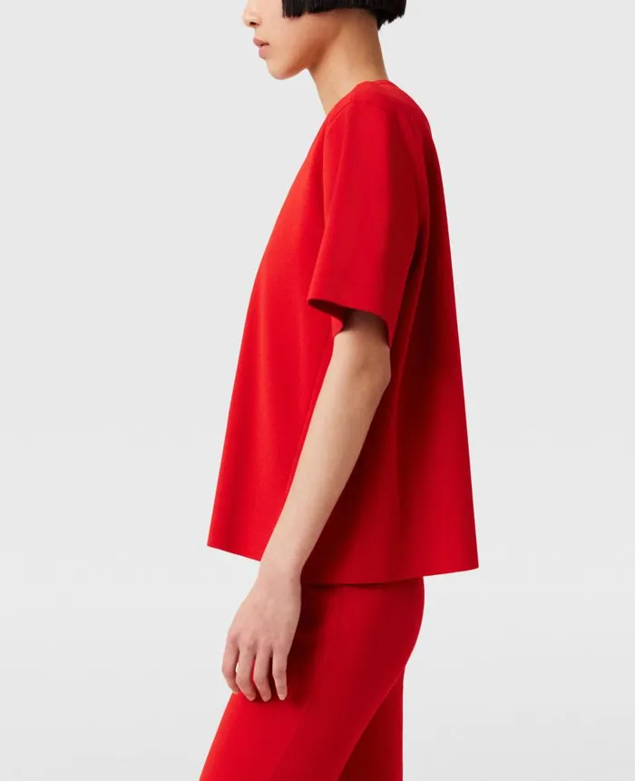 Women Knitwear Stella McCartney Boxy Short Sleeve Tshirt Lipstick Red