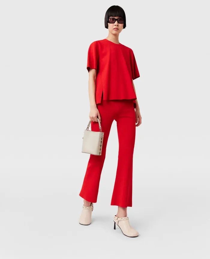 Women Knitwear Stella McCartney Boxy Short Sleeve Tshirt Lipstick Red