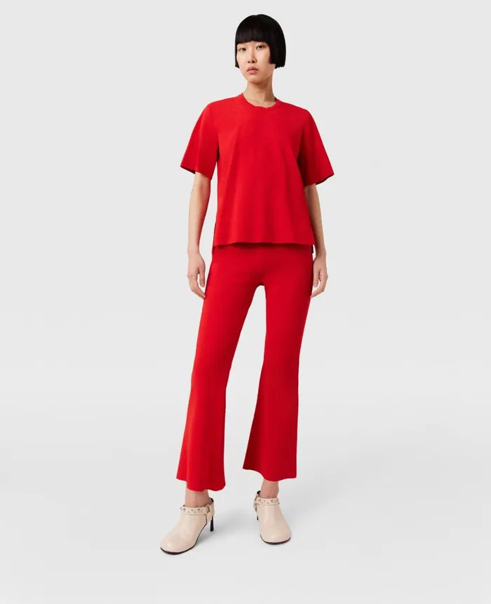 Women Knitwear Stella McCartney Boxy Short Sleeve Tshirt Lipstick Red