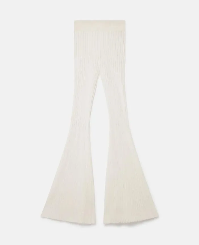 Women Knitwear Stella McCartney Ribbed MidRise Flared Pants Pure White