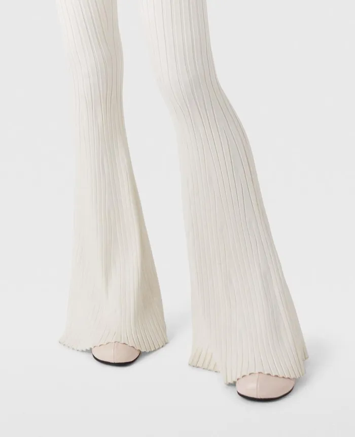 Women Knitwear Stella McCartney Ribbed MidRise Flared Pants Pure White