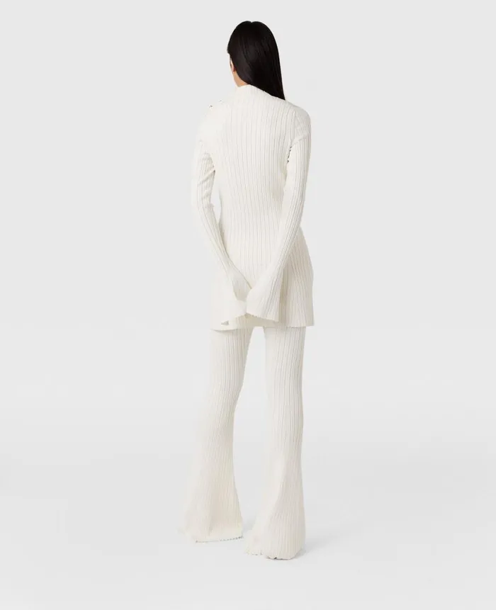 Women Knitwear Stella McCartney Ribbed MidRise Flared Pants Pure White