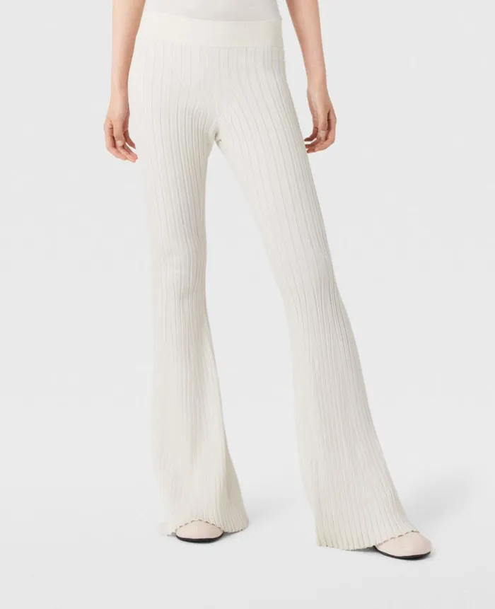 Women Knitwear Stella McCartney Ribbed MidRise Flared Pants Pure White