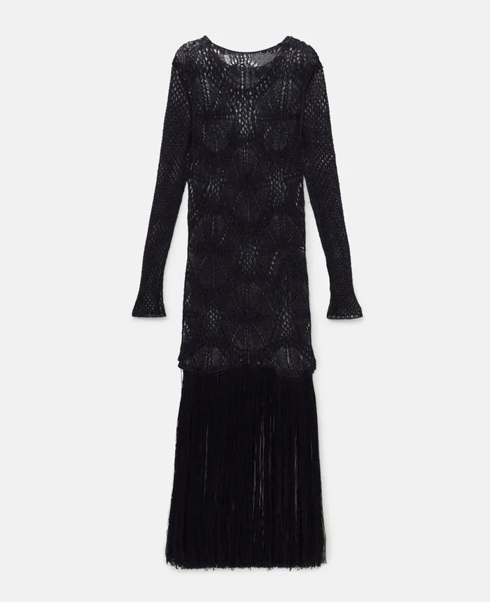 Women Knitwear Stella McCartney Seashell Crochet Maxi Dress Navy