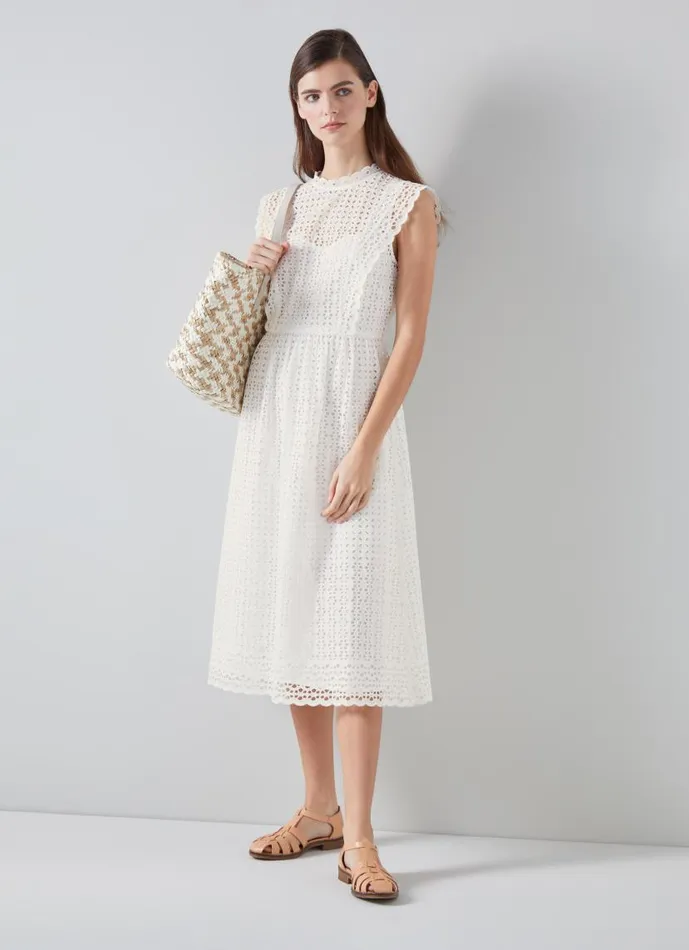 Women Laila White Broderie Anglaise Sun Dress White LKBennett Dresses