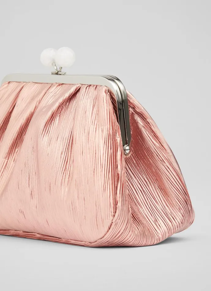 Women Lainey Pink Crinkle Satin Clutch LKBennett Clutch Bags Women Lainey Pink Crinkle Satin Clutch LKBennett Clutch Bags