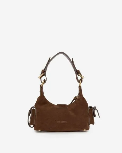 Women Large Bags The Kooples Amelia Small Brown Suede Bag Chocolate