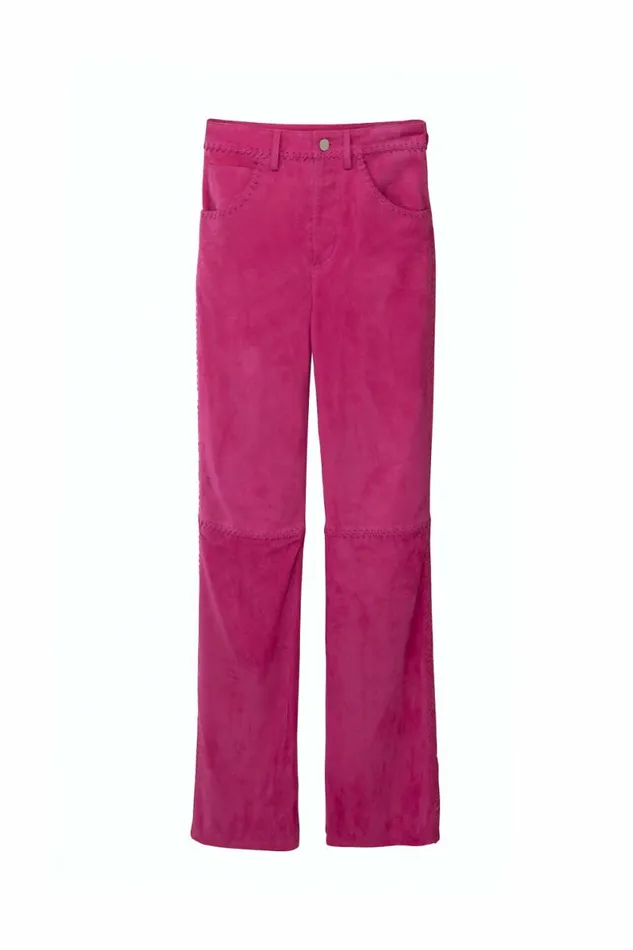 Women Leather DODO BAR OR KASIA PANTS Fuschia