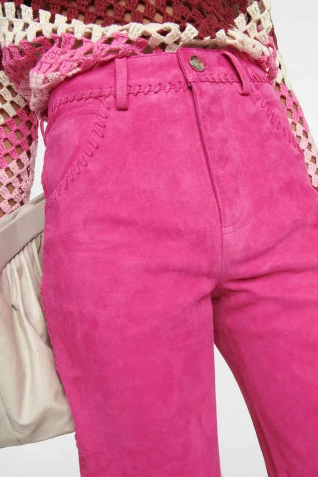 Women Leather DODO BAR OR KASIA PANTS Fuschia