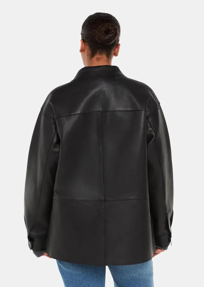 Women Leather Whistles Black Clean Bonded Leather Jacket
