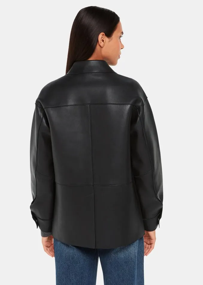 Women Leather Whistles Black Clean Bonded Leather Jacket