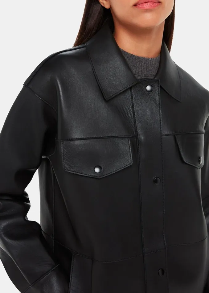 Women Leather Whistles Black Clean Bonded Leather Jacket