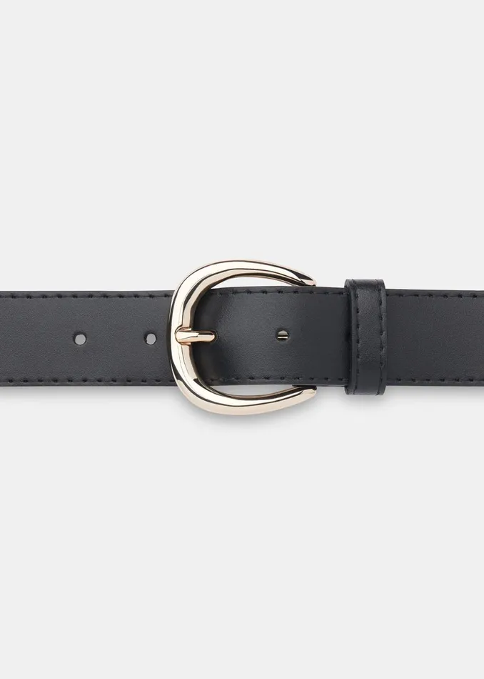 Women Leather Whistles Black Wide Belt