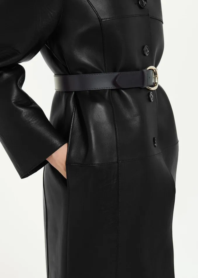 Women Leather Whistles Black Wide Belt