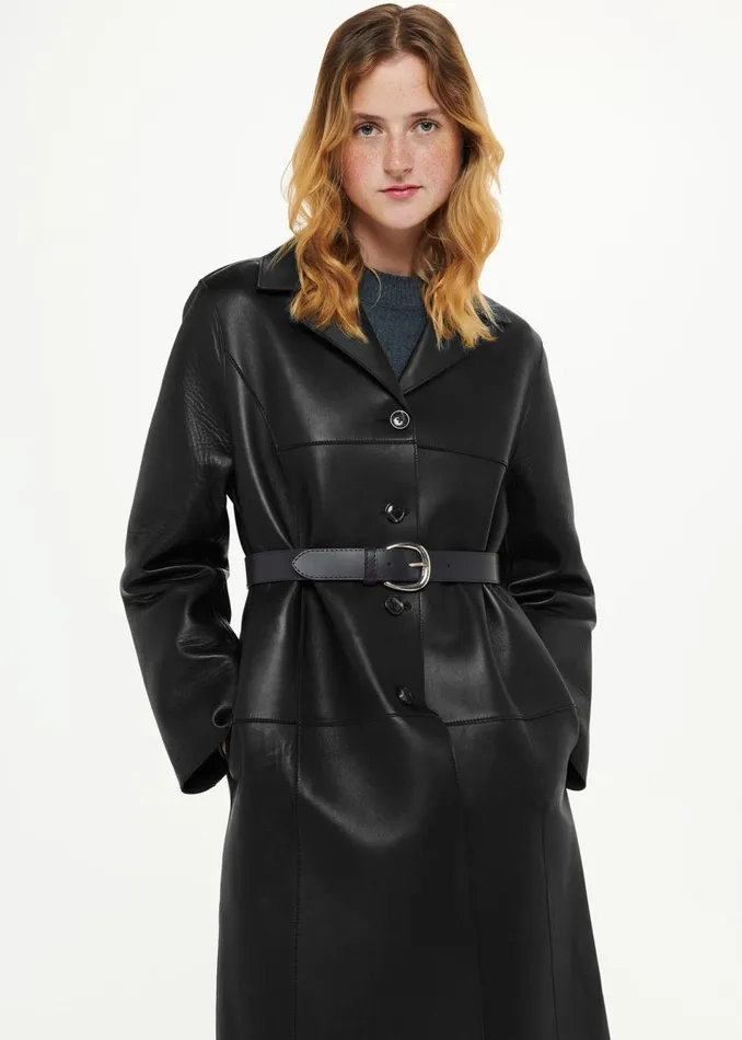 Women Leather Whistles Black Wide Belt