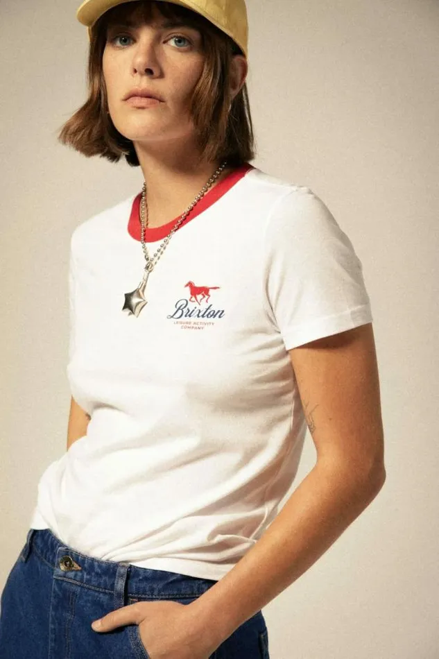 Women Leisure Activity Fitted Crew TShirt White Brixton Tops