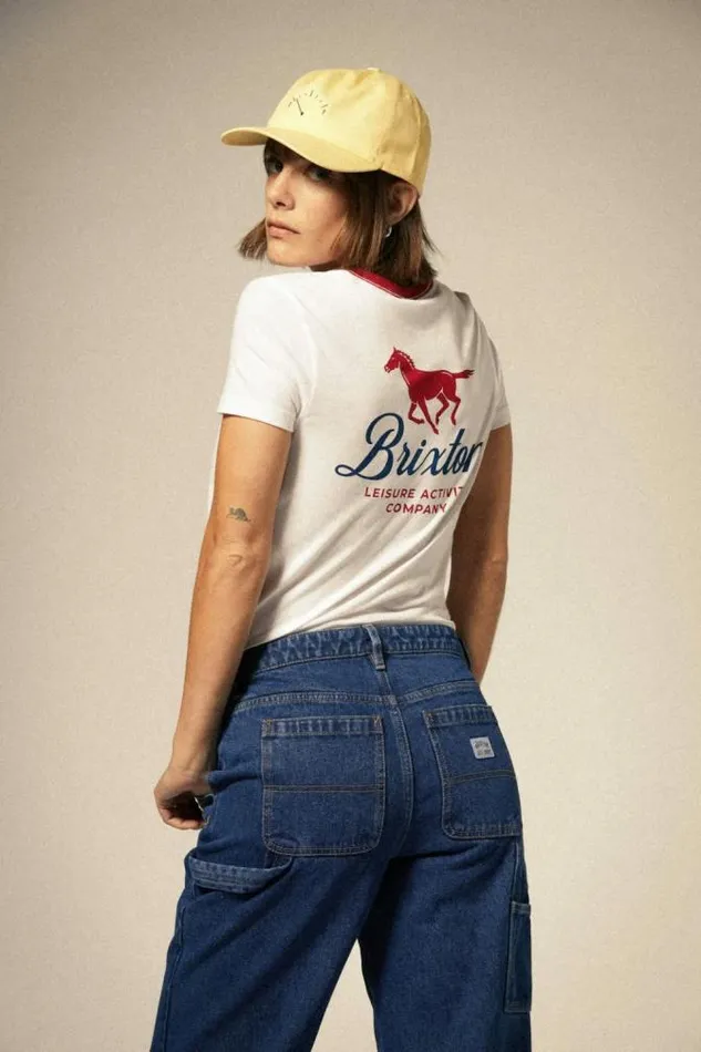 Women Leisure Activity Fitted Crew TShirt White Brixton Tops