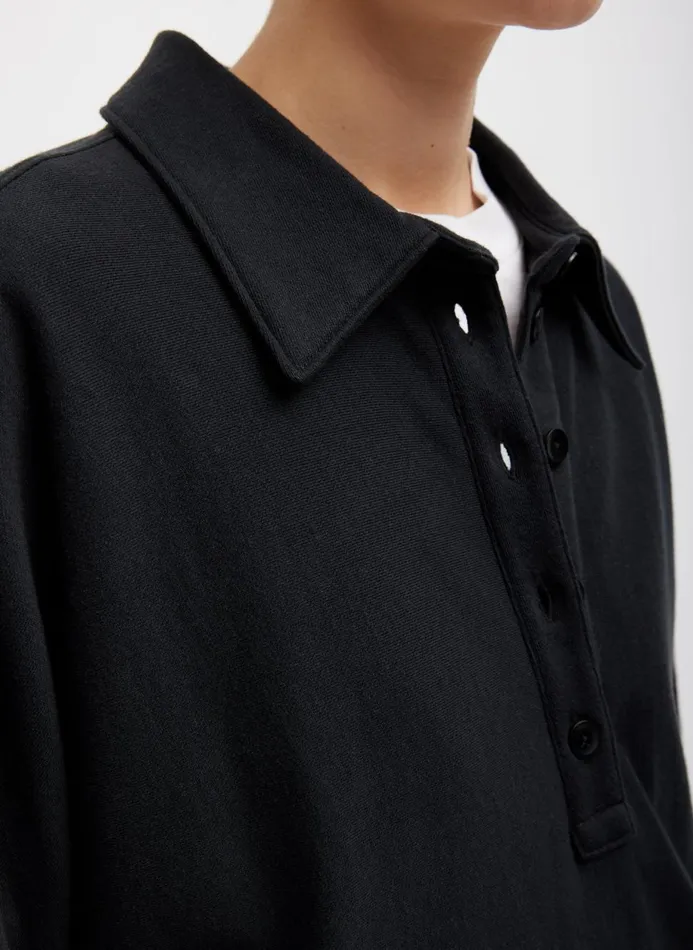 Women Leisure Sets Tibi Summer Sweatshirting Polo Collar Sweatshirt Black