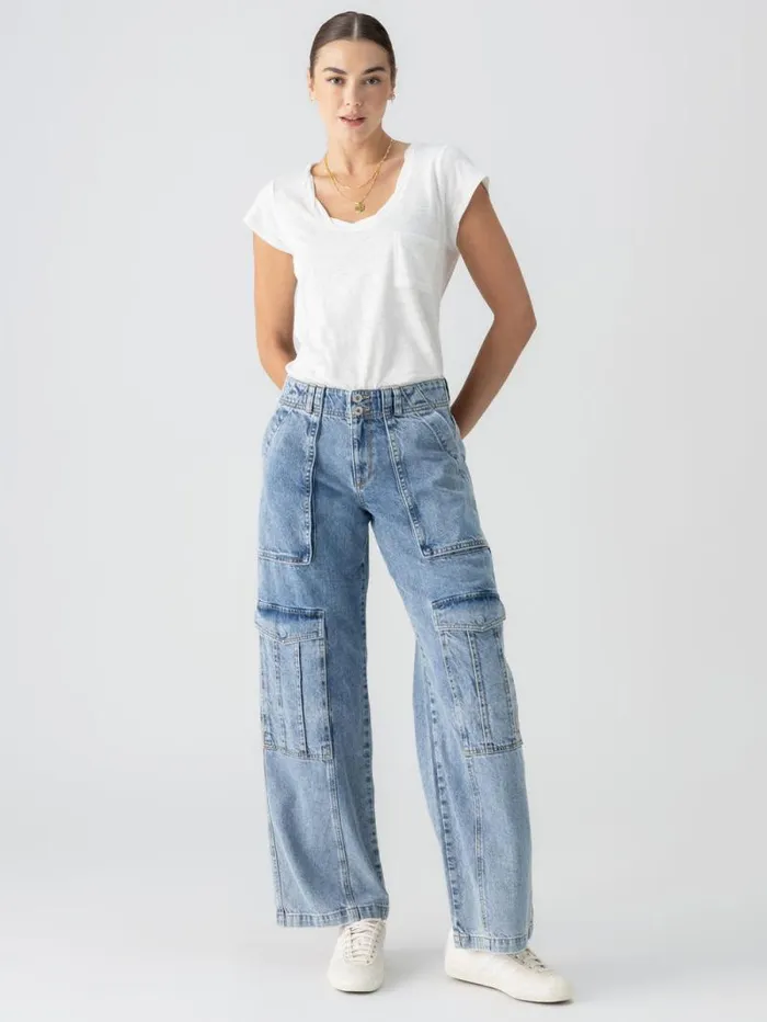 Women Level Up Standard Rise Denim Cargo Pant Digital Blue Sanctuary Clothing Pants Women Level Up Standard Rise Denim Cargo Pant Digital Blue Sanctuary Clothing Pants