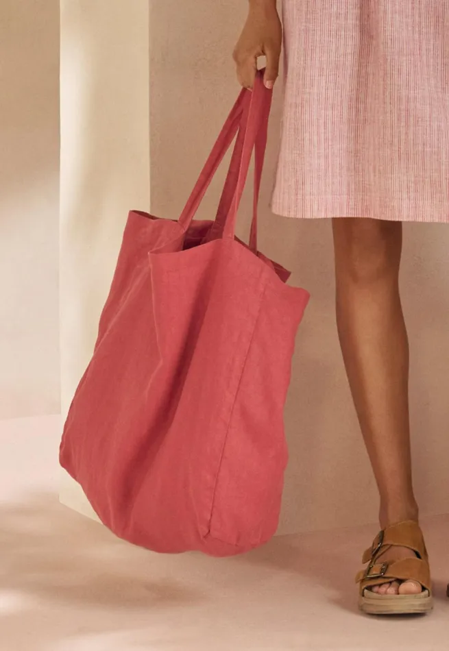 Women Linen Tote Bag Coral Poetry Fashion Accessories