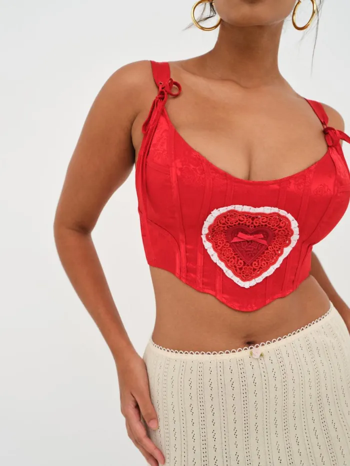 Women Lingerie For Love and Lemons Velma Heart Bustier Red