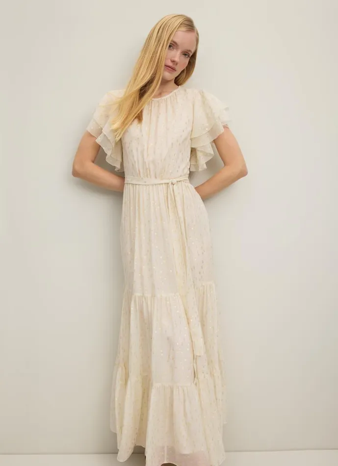 Women Liv Cream And Gold SilkRich Maxi Dress Cream LKBennett Dresses