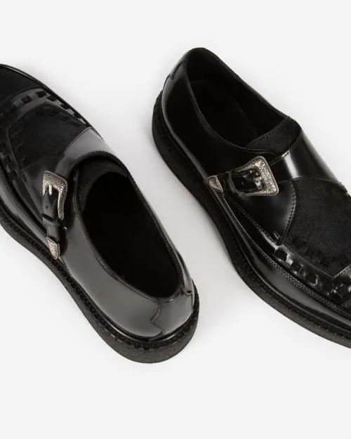 Women Loafers and Court Shoes The Kooples Black Leather And Ponyskin Effect Derbies Black